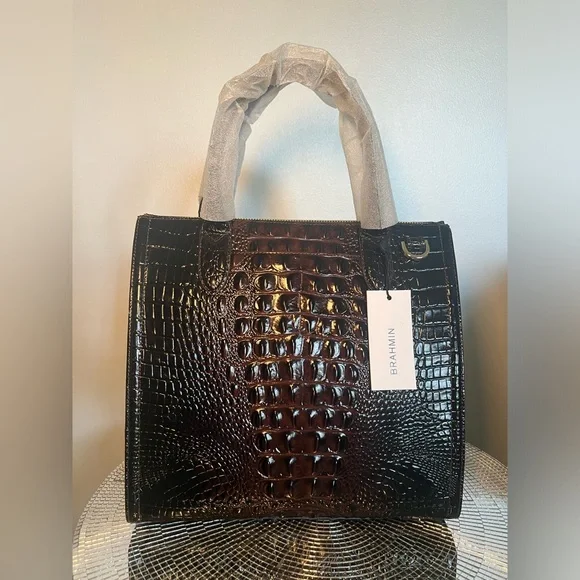 ❌SOLD❌BRAHMIN | Caroline Cocoa Ombré Melbourne Satchel Handbag - Picture 2 of 3